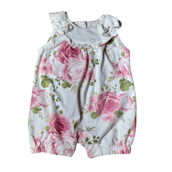 Limonada Other - Limonada Floral Romper Baby Girls 3M White Pink Excellent Ruffled cottagecore